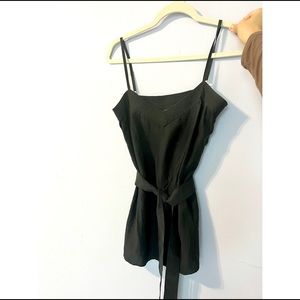 THEORY Black Silk Tank Top with Tie Belt Size 2